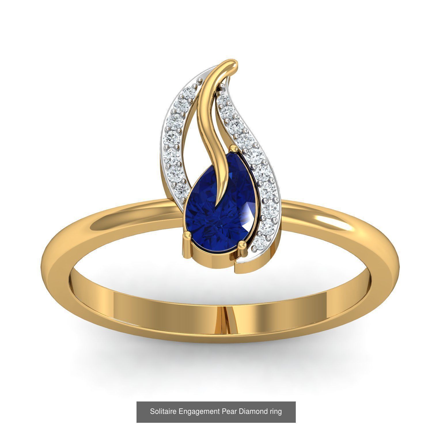 23 Women Pear Diamond Rings 3dm STL OBJ FBX Details Collection _25