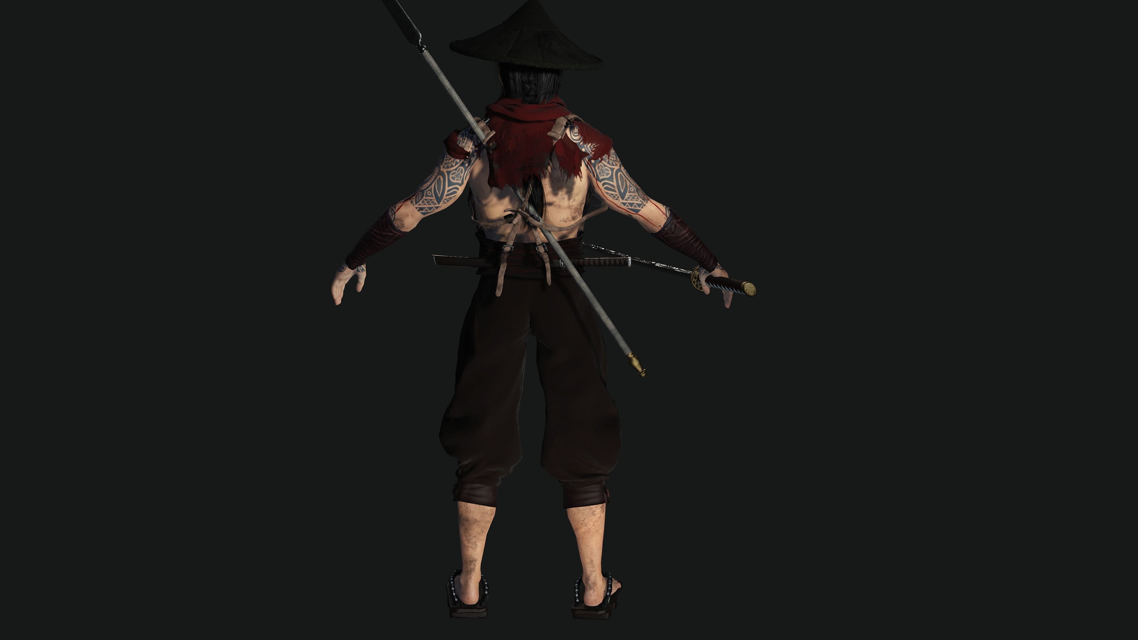 AAA 3D REALISTIC JAPANESE MALE CHARACTER - WARRIOR  Low-poly 3D model_6