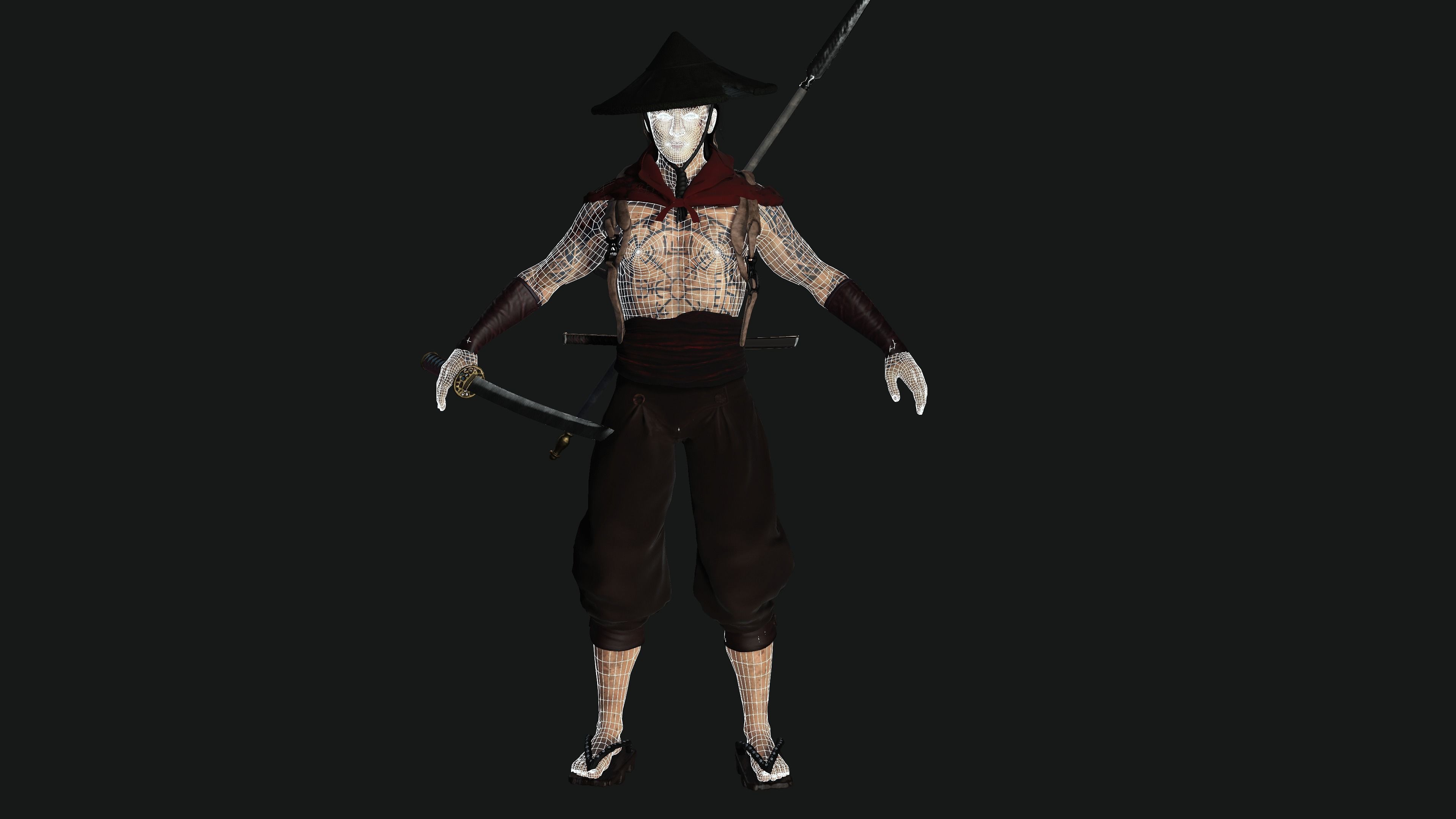 AAA 3D REALISTIC JAPANESE MALE CHARACTER - WARRIOR  Low-poly 3D model_12