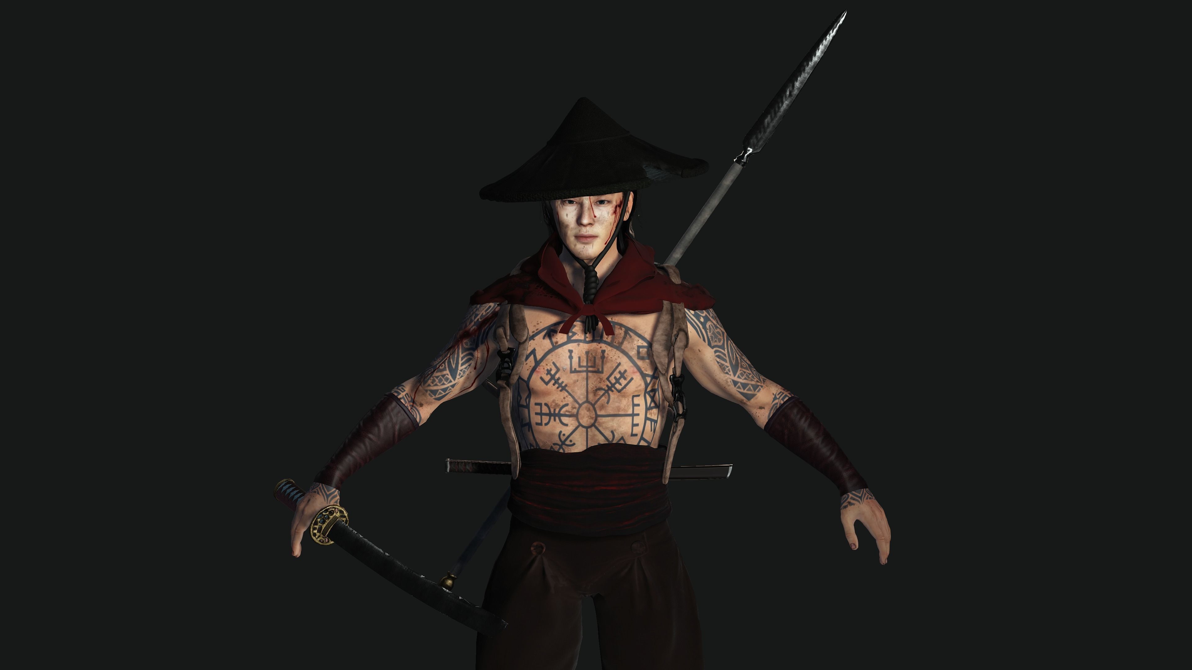 AAA 3D REALISTIC JAPANESE MALE CHARACTER - WARRIOR  Low-poly 3D model_3