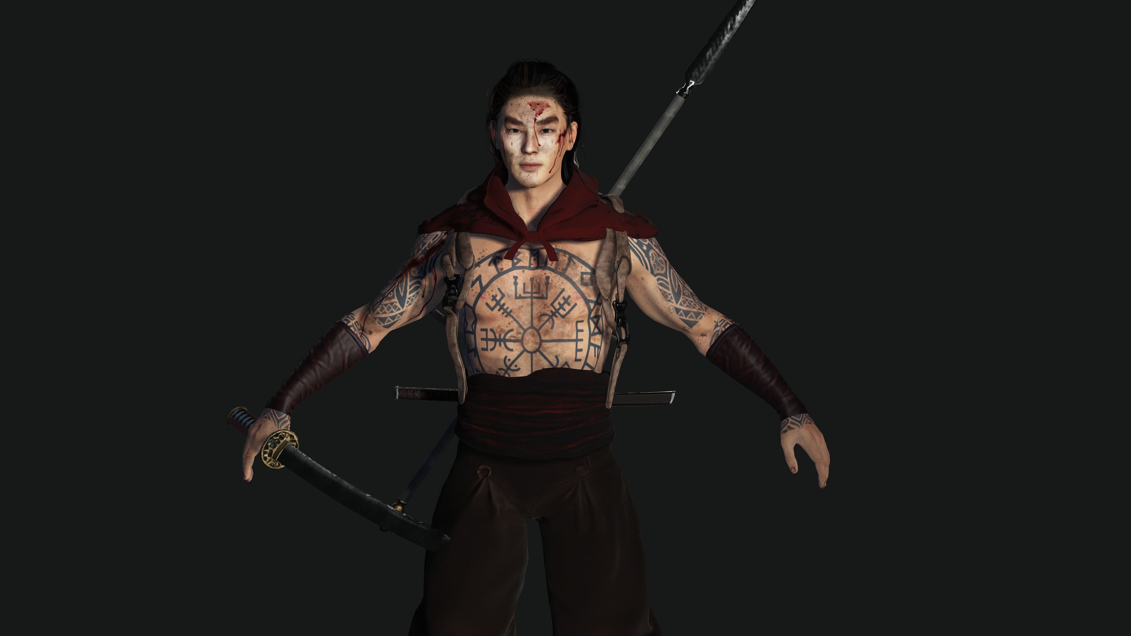 AAA 3D REALISTIC JAPANESE MALE CHARACTER - WARRIOR  Low-poly 3D model_5