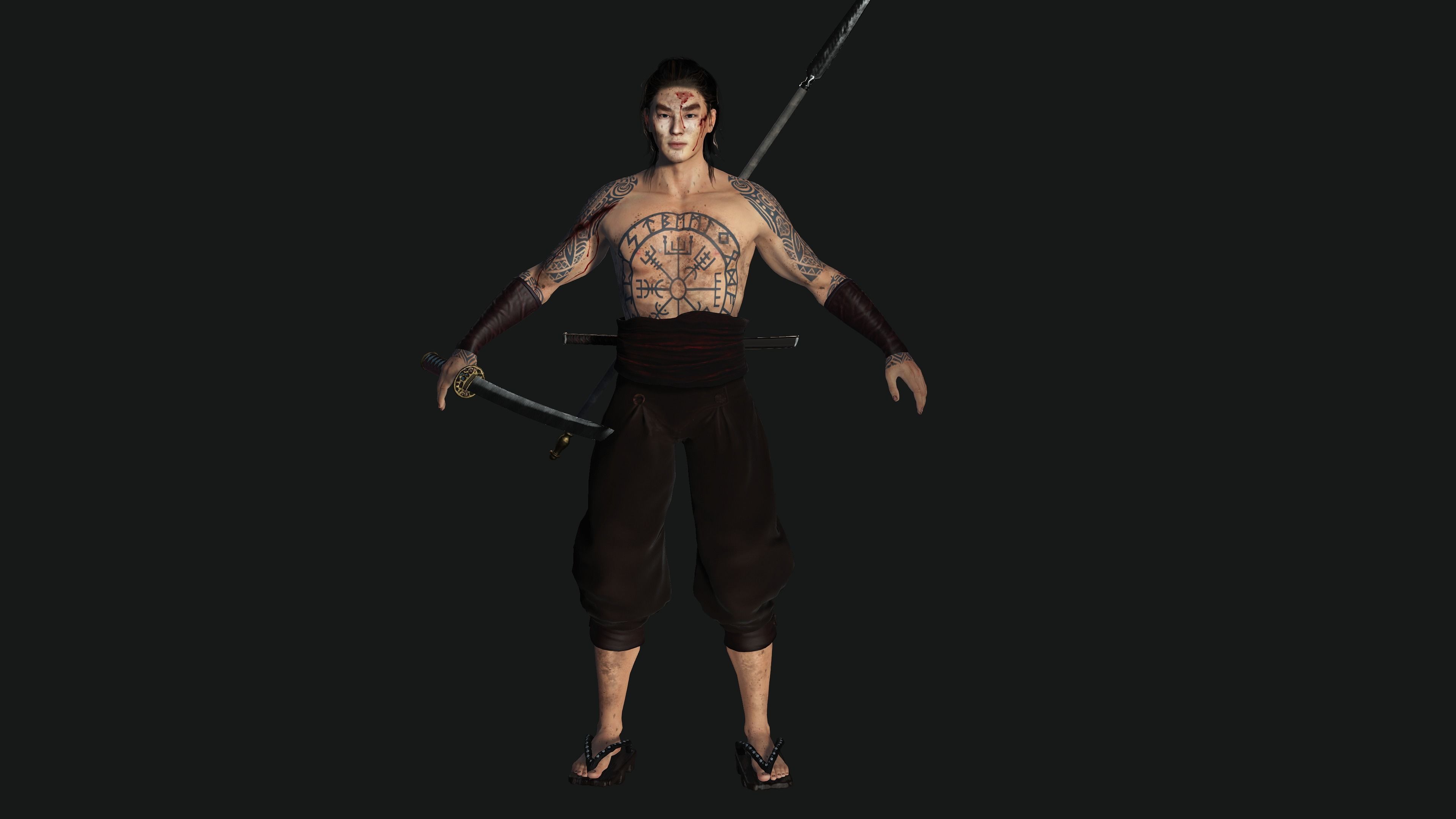 AAA 3D REALISTIC JAPANESE MALE CHARACTER - WARRIOR  Low-poly 3D model_10