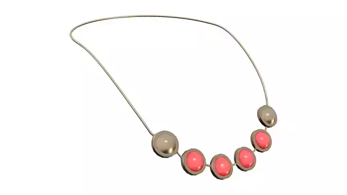 Red Stone Gold Plates Medieval Necklace