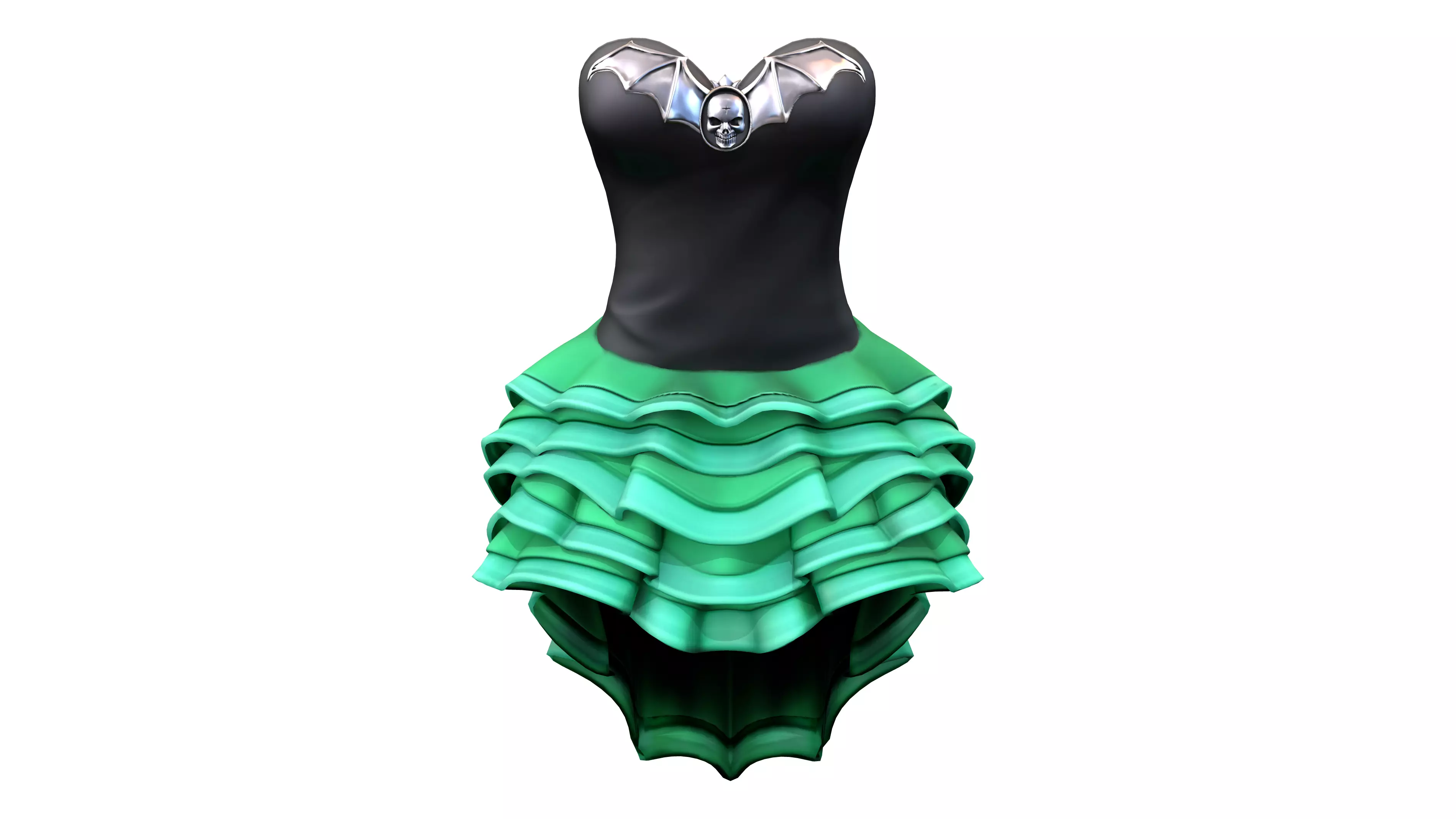 Bustier Ruffled Flamenco Spanish Skirt Dress Low-poly 3D model