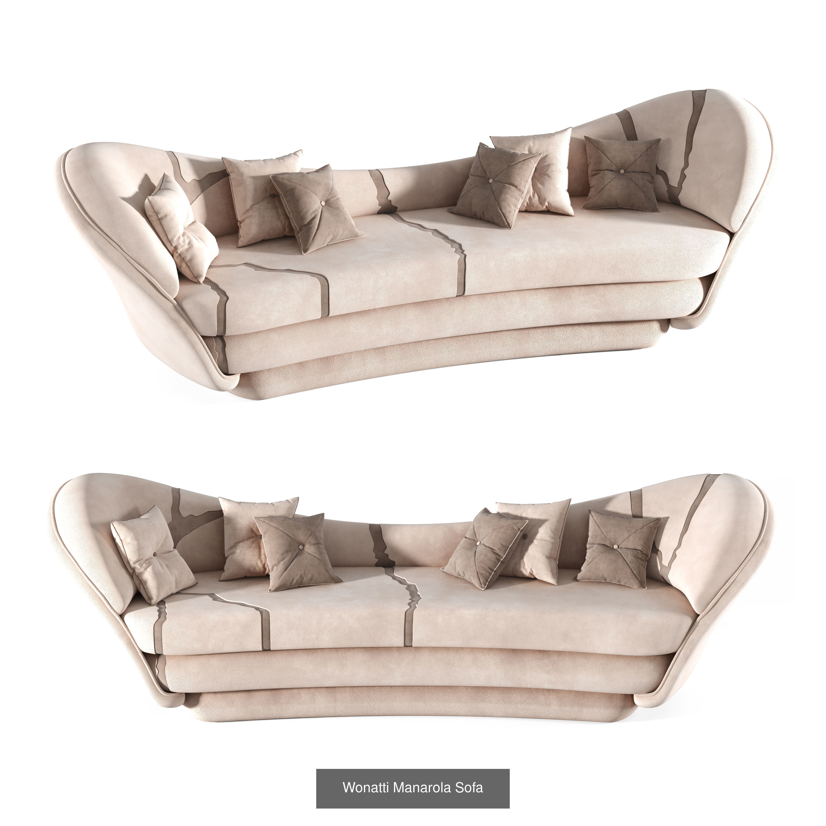 Sofa collection 3d model with pillows and blankets _2