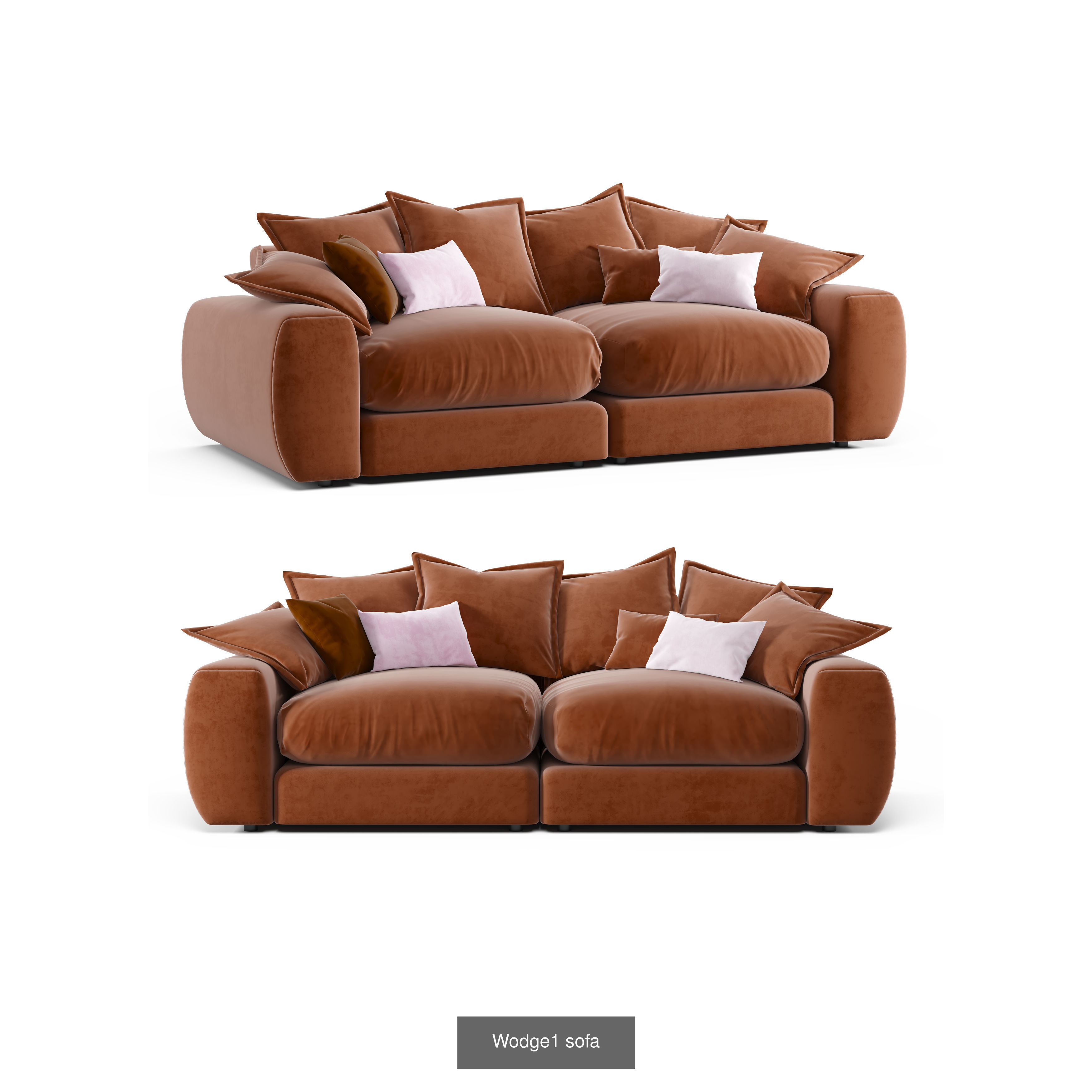 Sofa collection 3d model with pillows and blankets _8