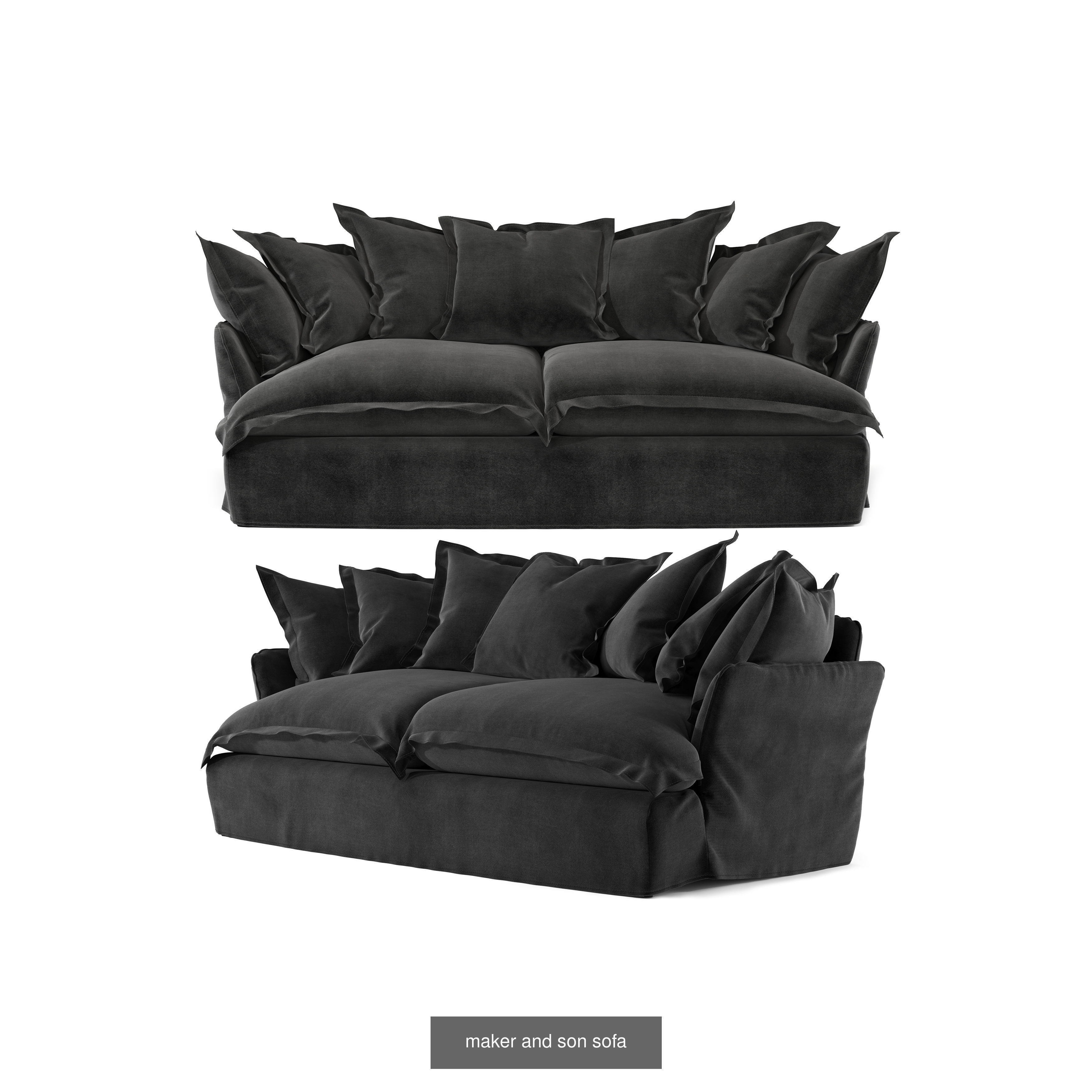 Sofa collection 3d model with pillows and blankets _3