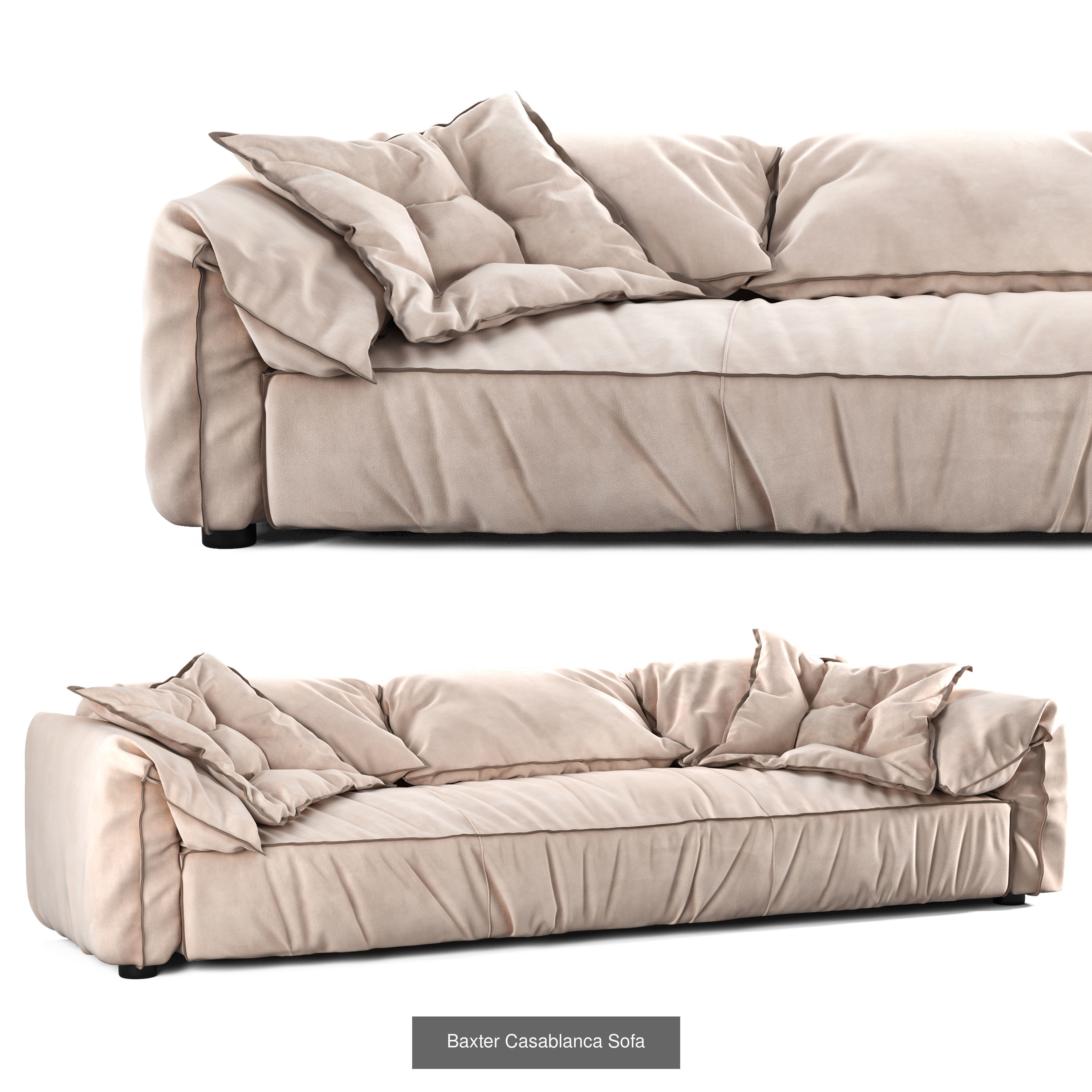 Sofa collection 3d model with pillows and blankets _4