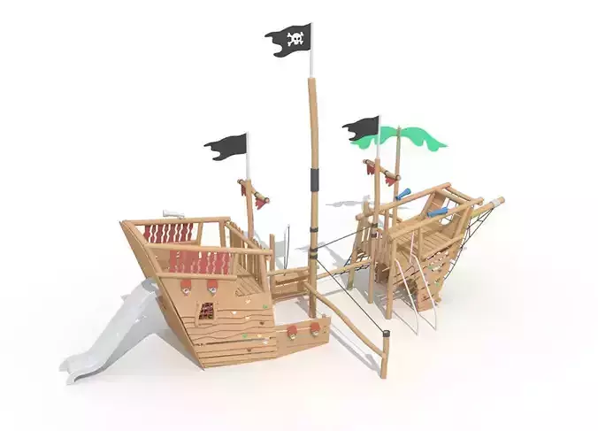 Wooden Pirate Ship theme Kids outdoor Playground