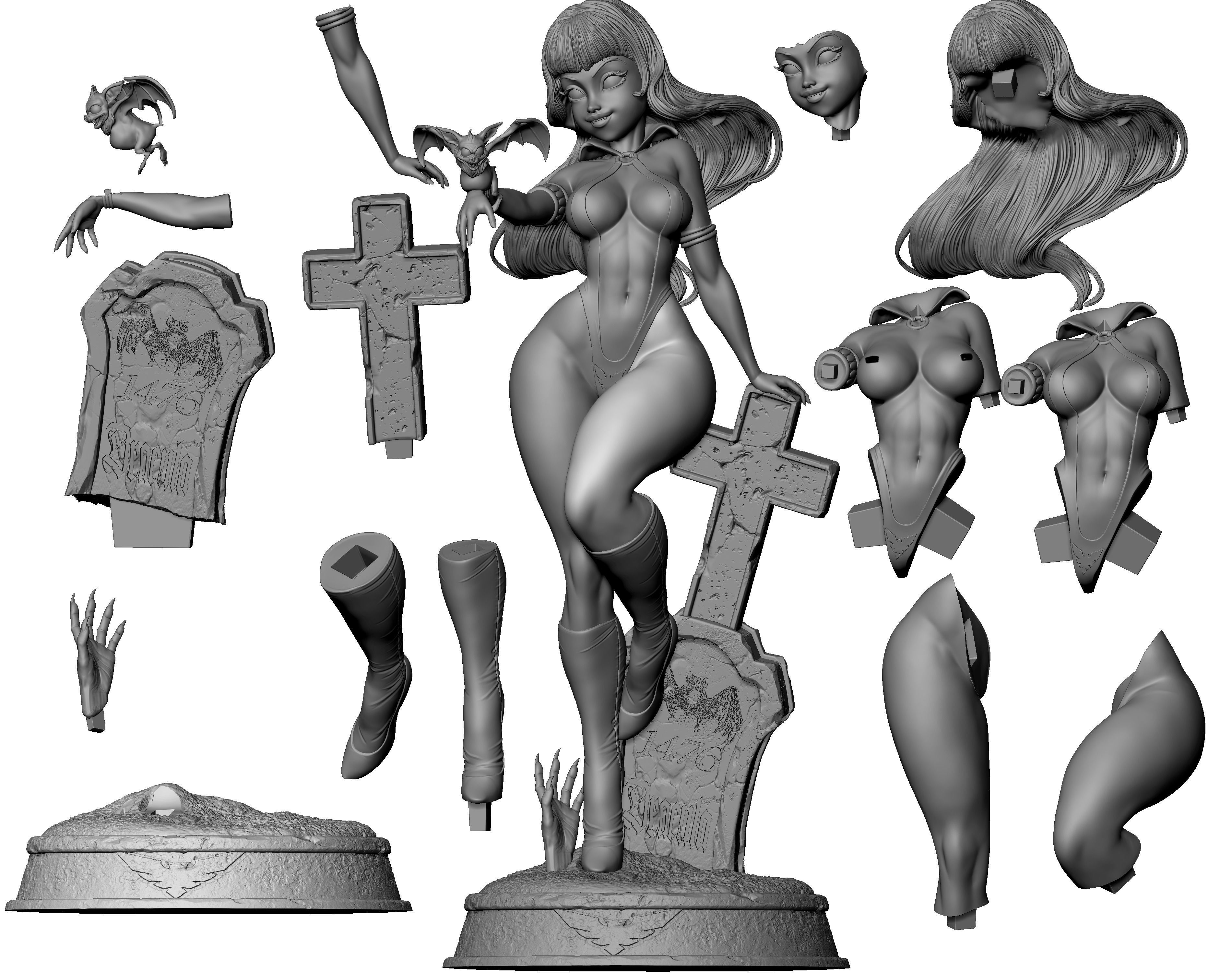 vampirella statue of woman holding coca cola bottle 3D print model_3