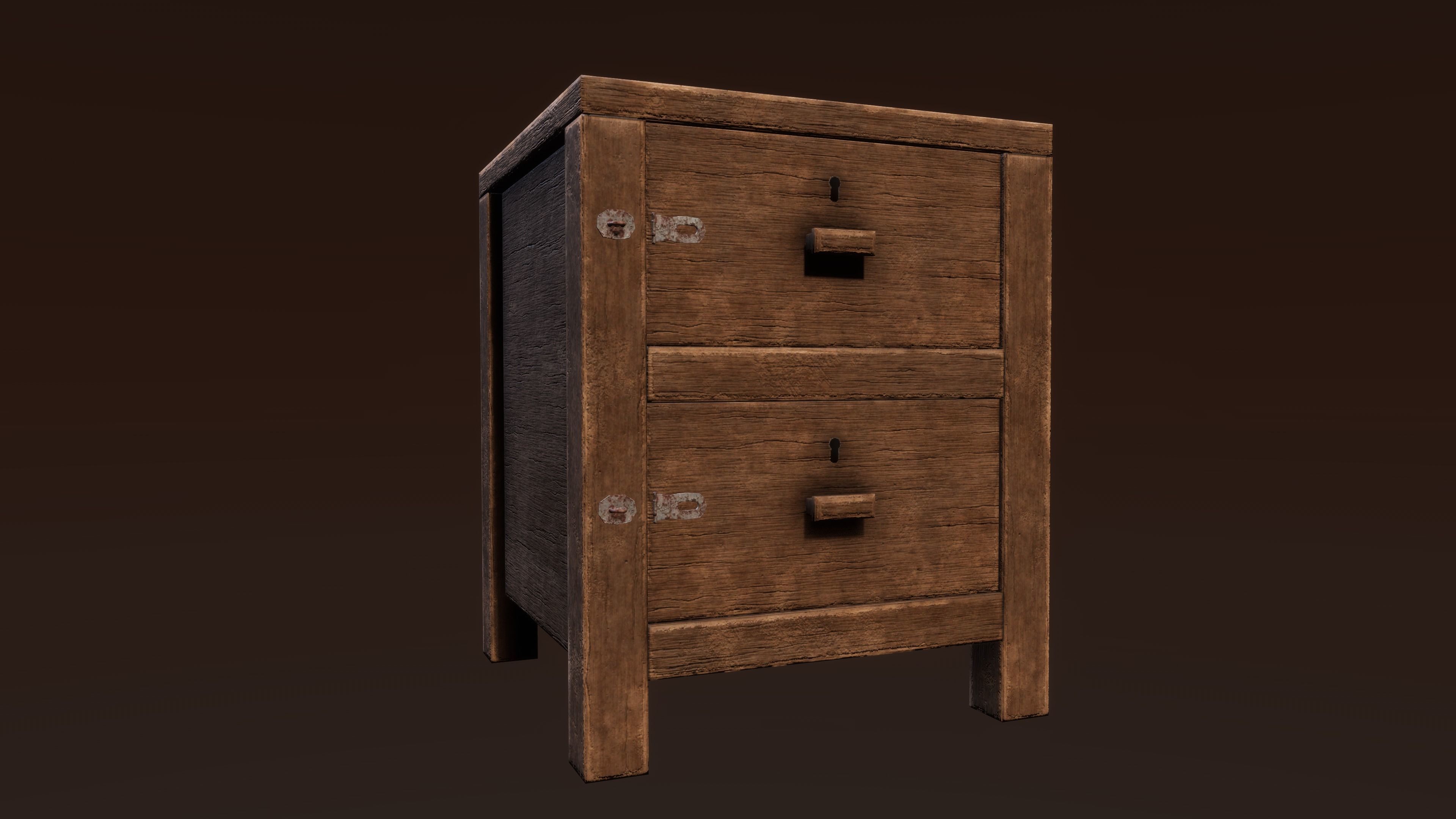 Old Furniture Game Ready Asset Low-poly 3D model_5