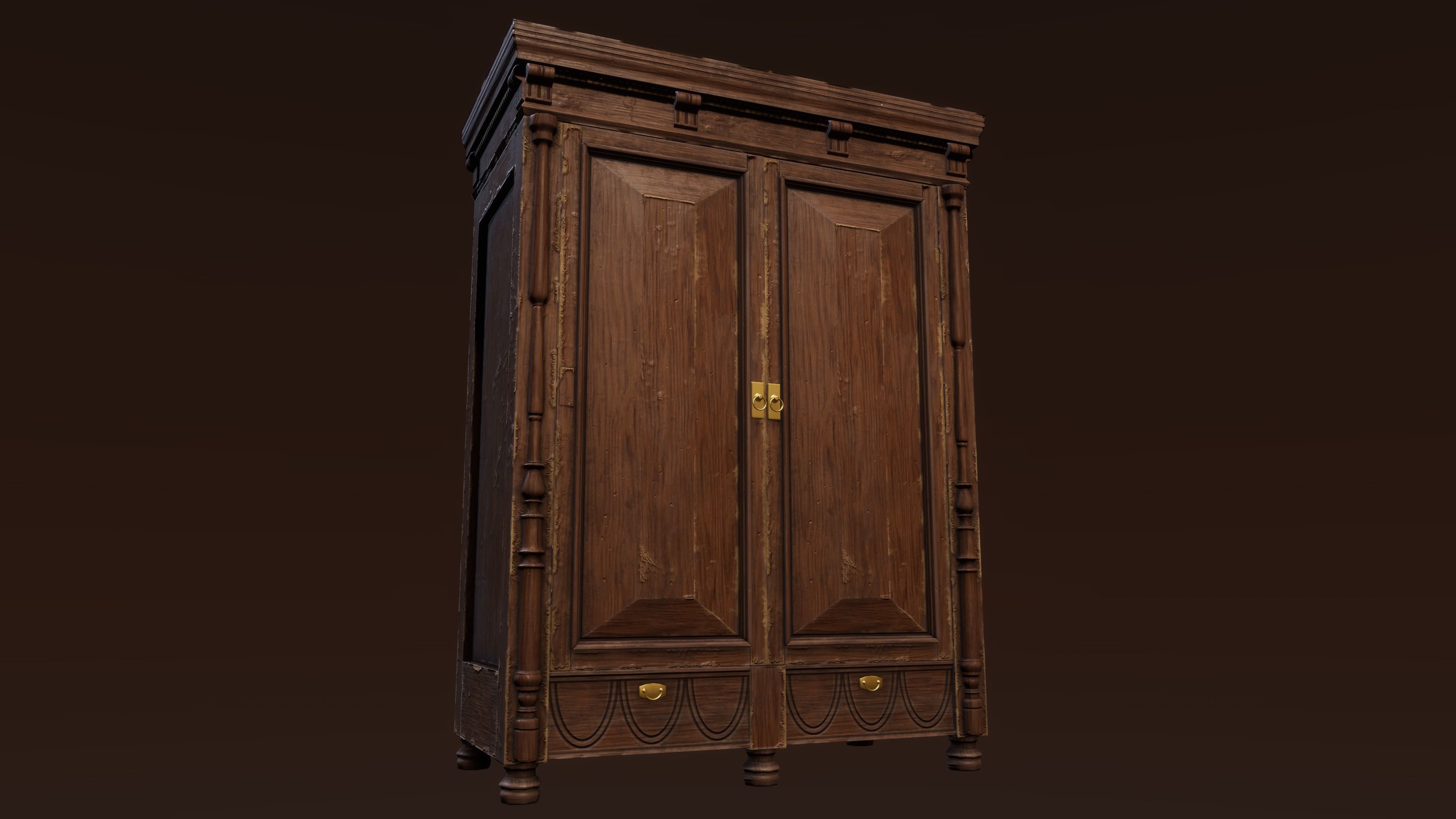 Old Furniture Game Ready Asset Low-poly 3D model_2