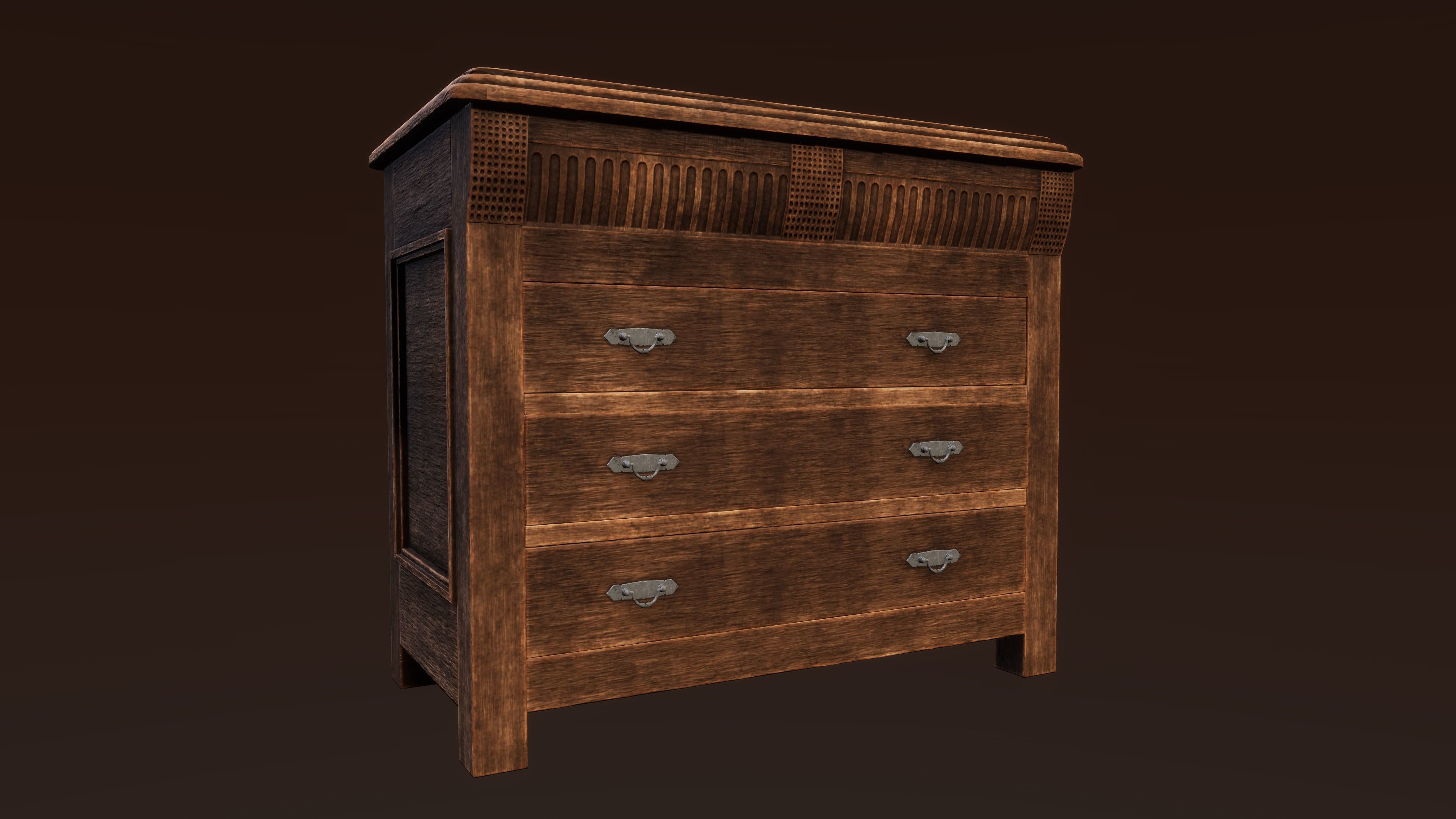 Old Furniture Game Ready Asset Low-poly 3D model_8