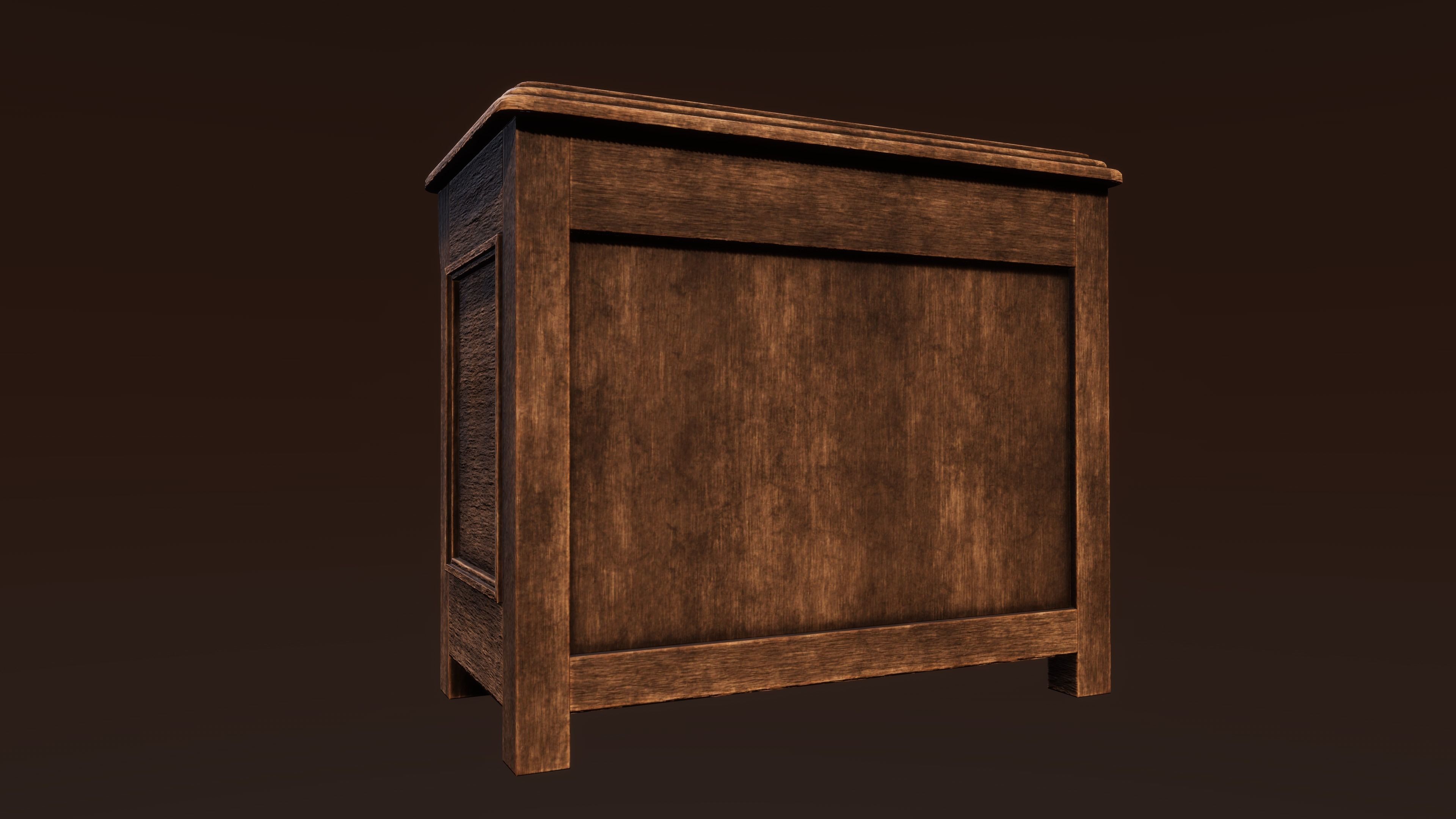 Old Furniture Game Ready Asset Low-poly 3D model_9