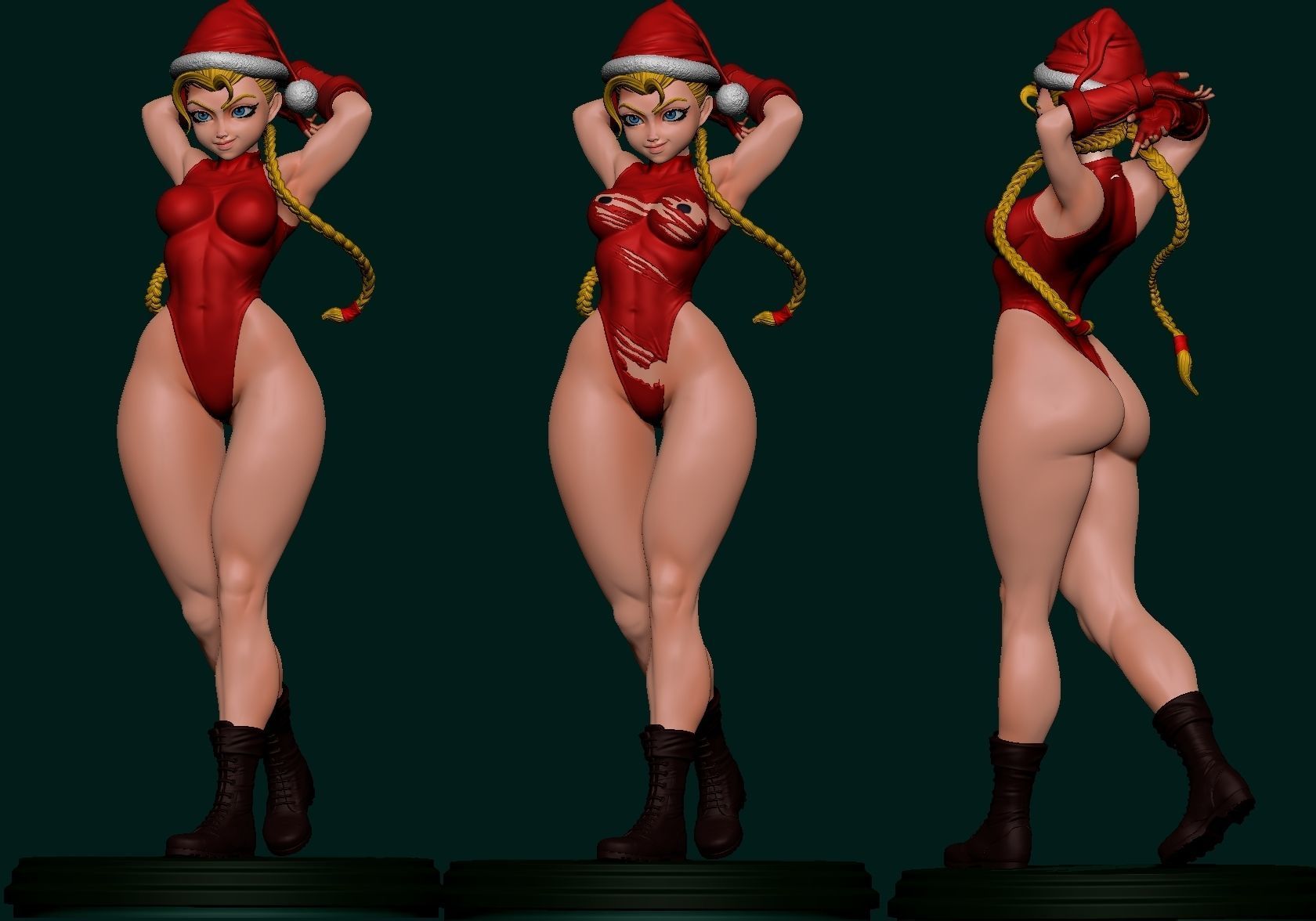 cammy female figure in santa 3D print model_4