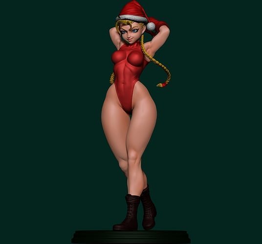 cammy female figure in santa 3D print model