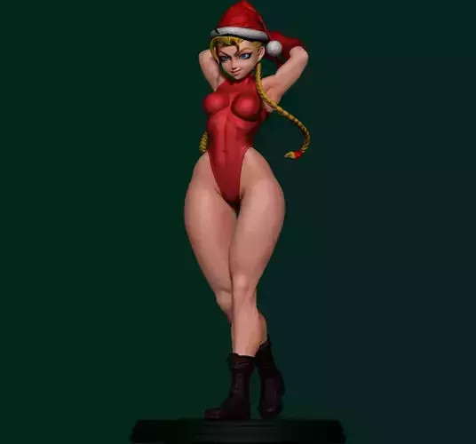 cammy female figure in santa 3D print model