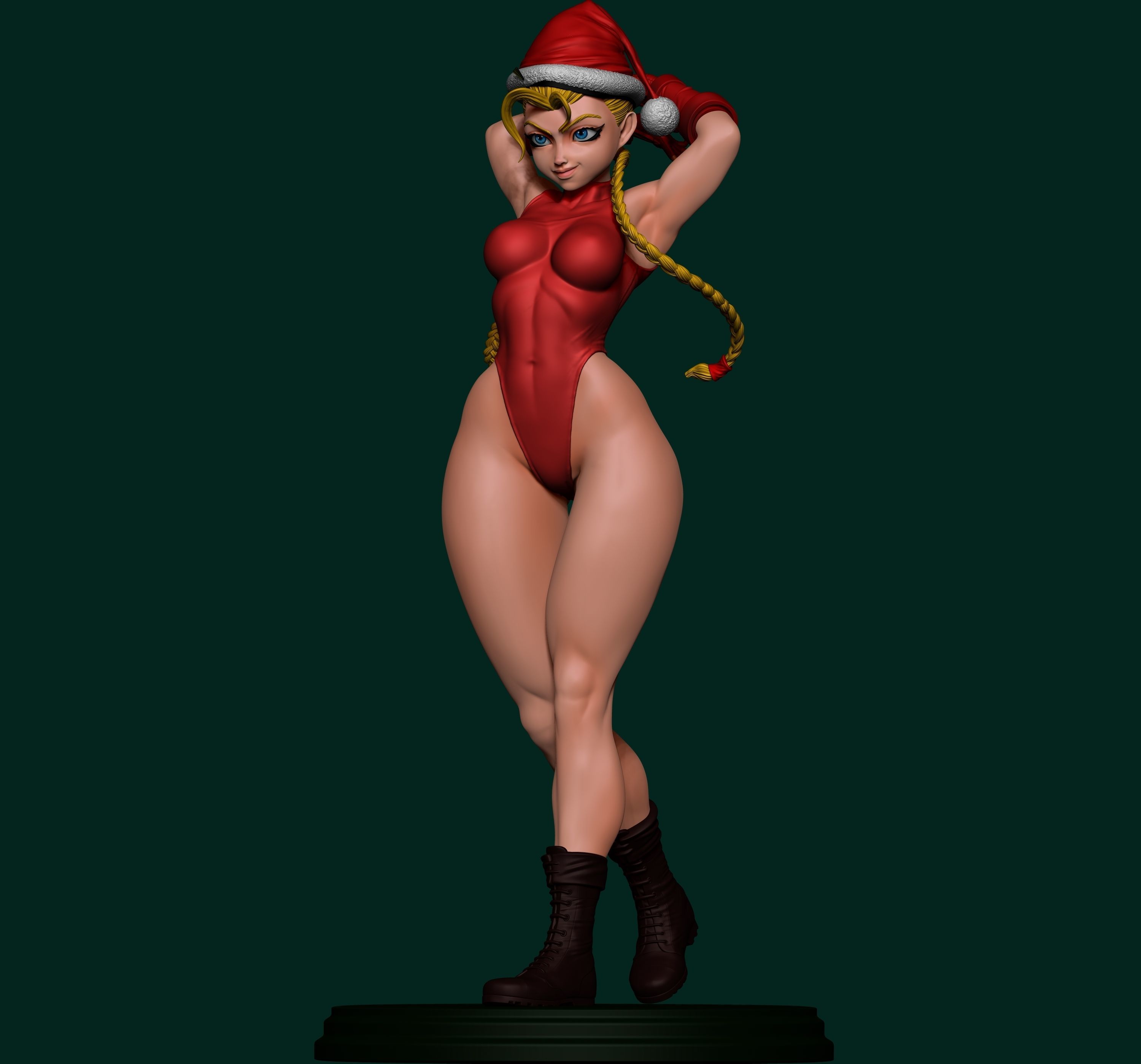 cammy female figure in santa 3D print model_1