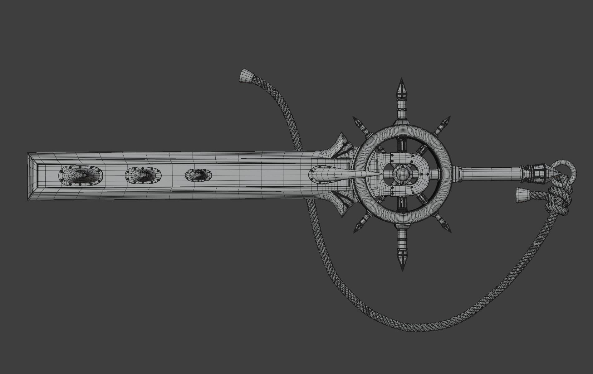 Sea Devil two-handed sword with a nautical style PBR game ready 3D model_4