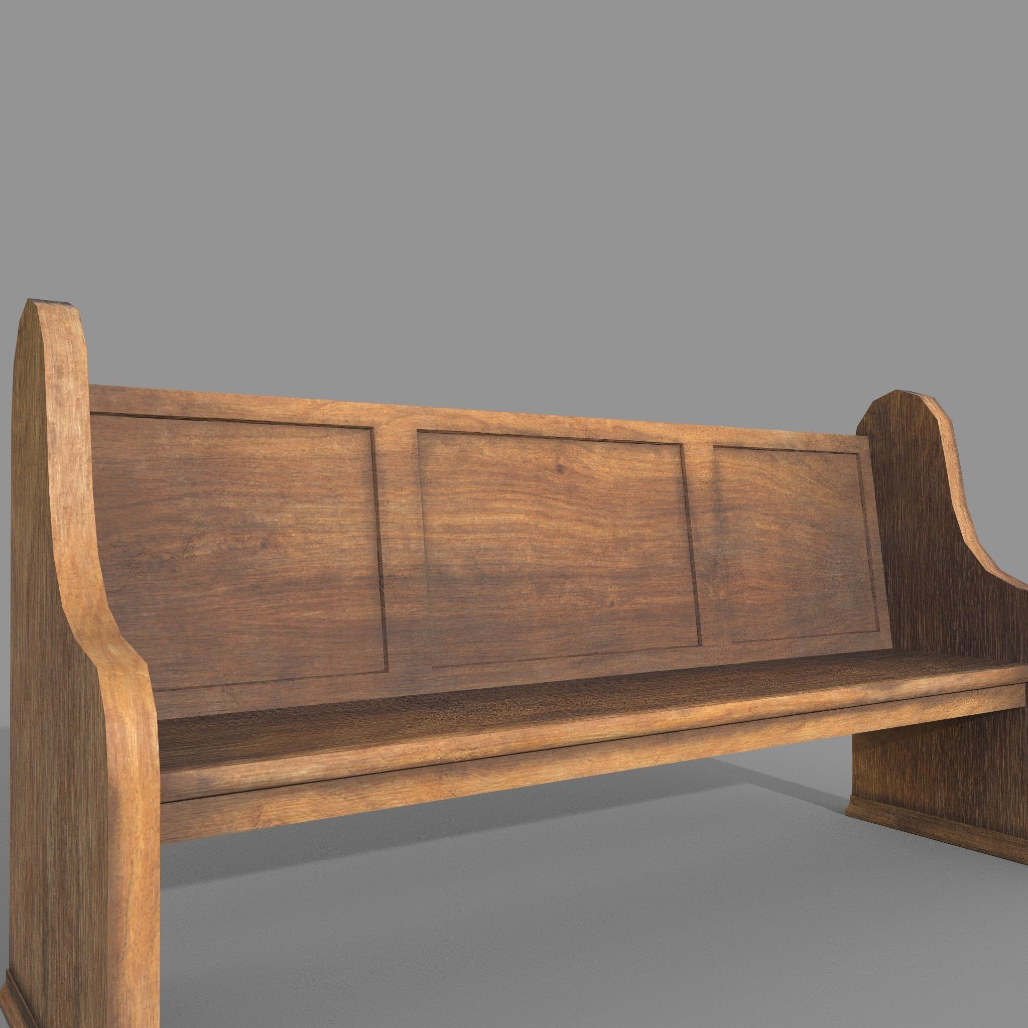 Church Bench Lowpoly Game-Ready PBR 3D Model Low-poly 3D model_6