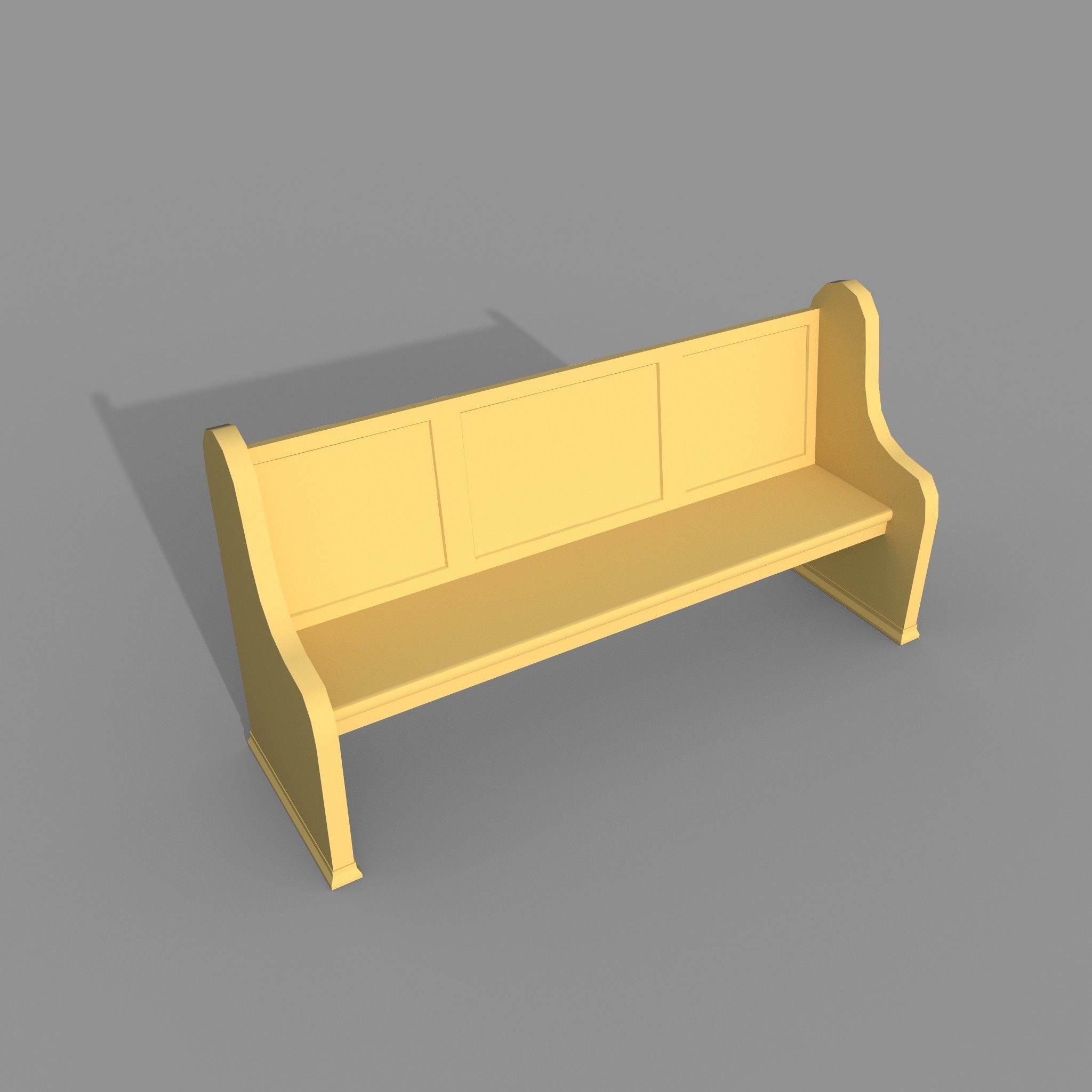 Church Bench Lowpoly Game-Ready PBR 3D Model Low-poly 3D model_7