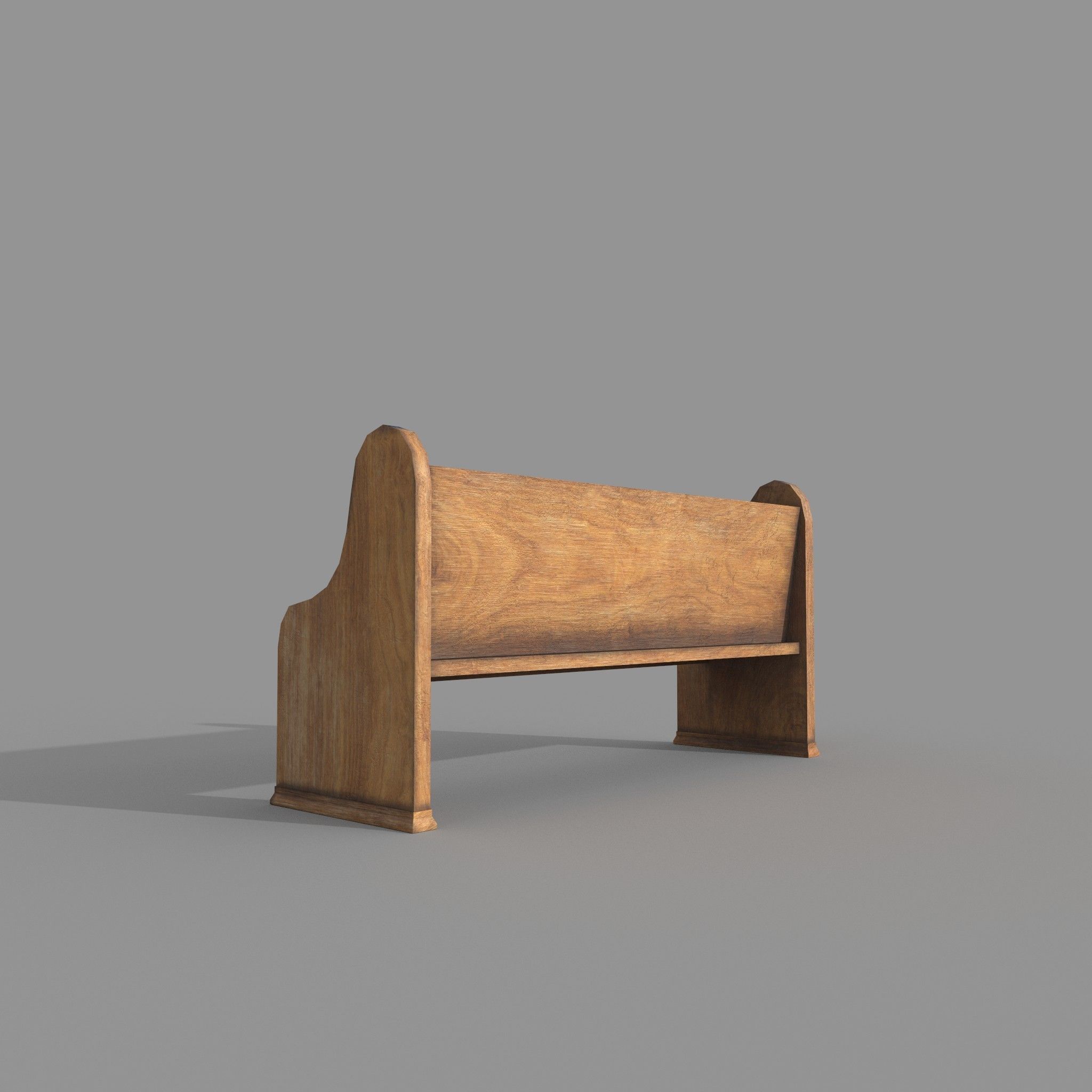 Church Bench Lowpoly Game-Ready PBR 3D Model Low-poly 3D model_4