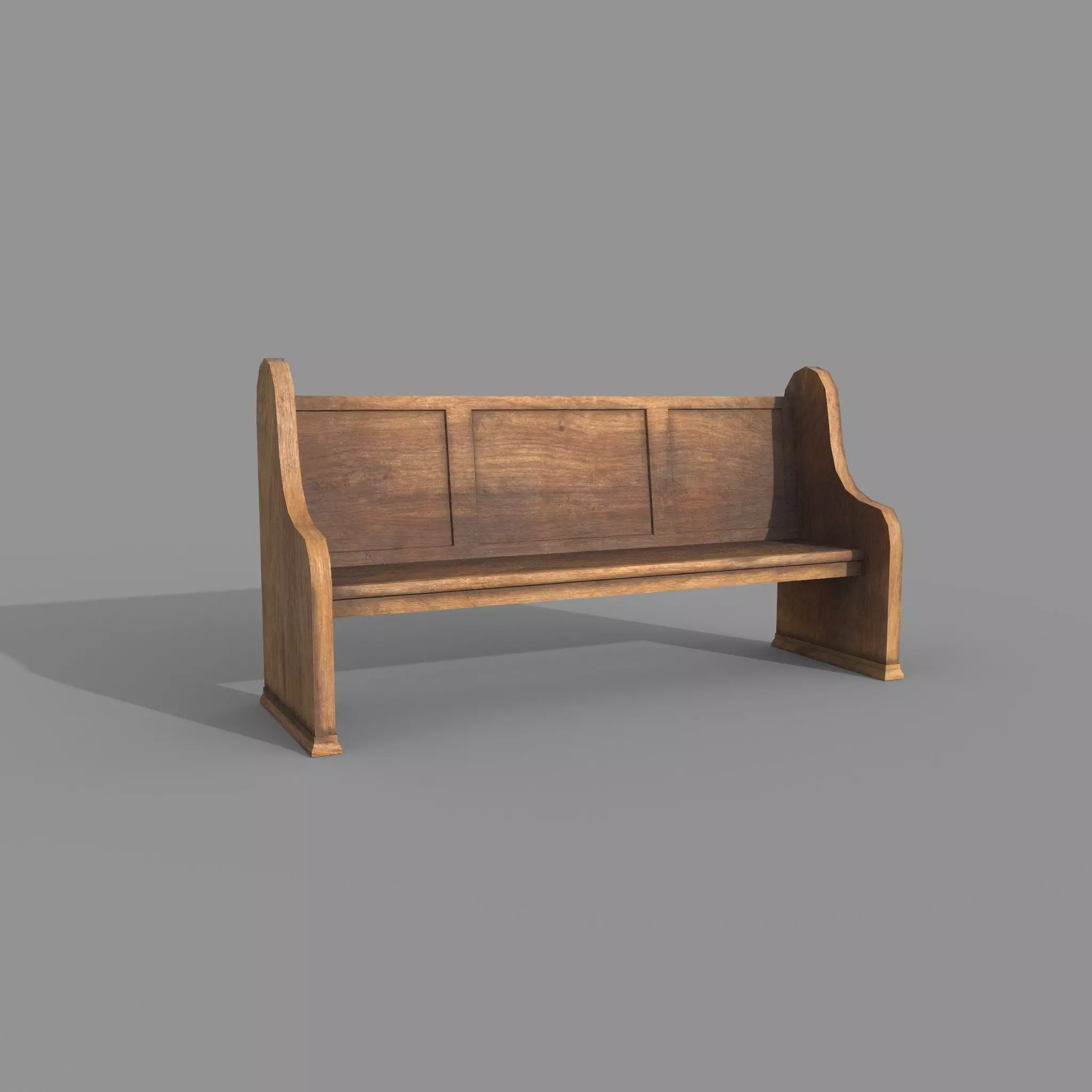 Church Bench Lowpoly Game-Ready PBR 3D Model Low-poly 3D model_0