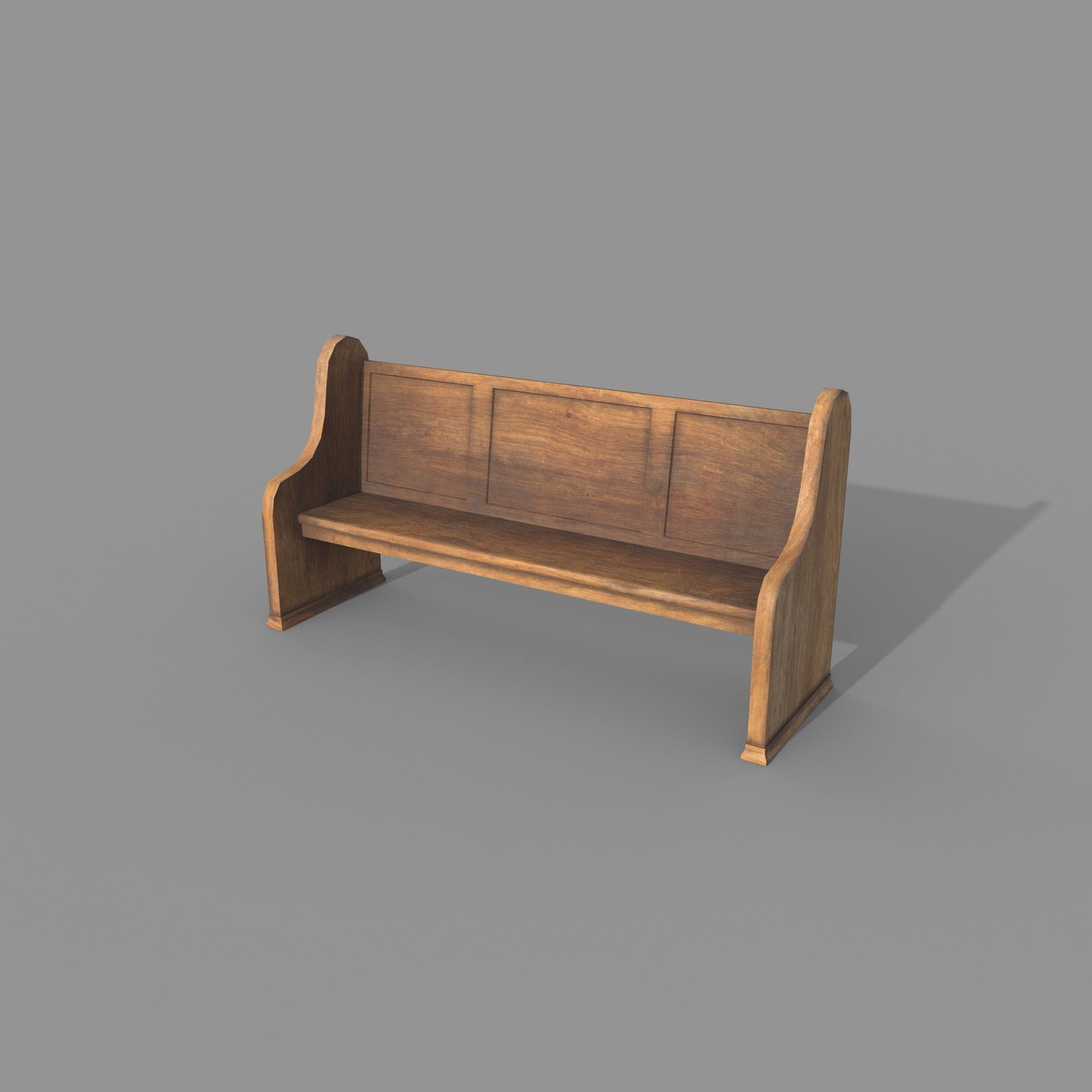 Church Bench Lowpoly Game-Ready PBR 3D Model Low-poly 3D model_2