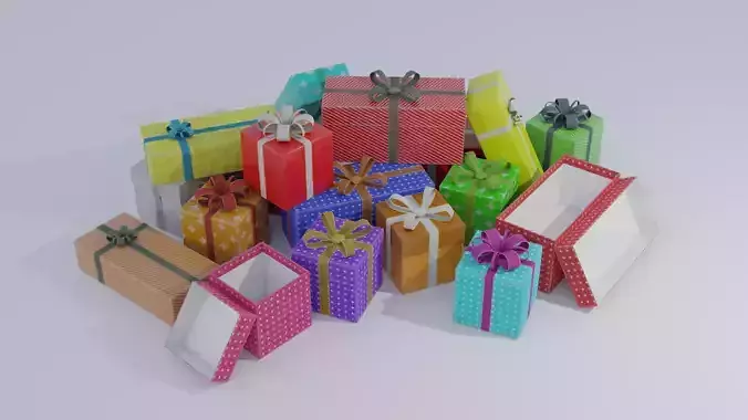 Ultimate Christmas Present set 4K and 2K Low-poly 3D model
