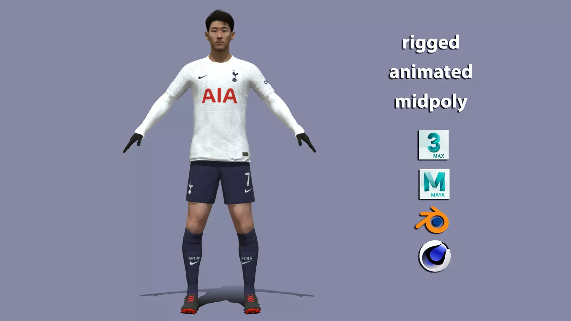 3D Rigged Son Heung-min Tottenham Hotspur  3D model_0
