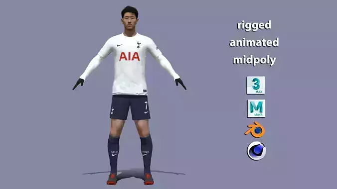 3D Rigged Son Heung-min Tottenham Hotspur  3D model