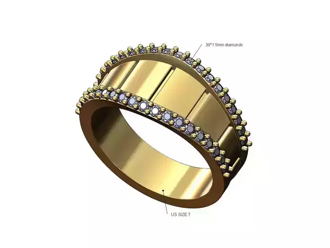 Fluted diamond lips fashion ring US size 7