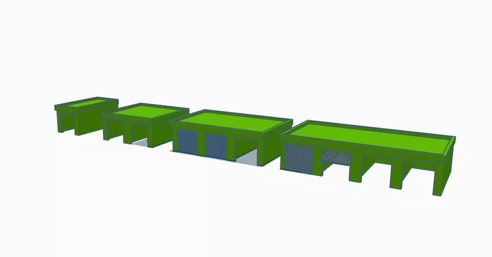 Z Gauge and HO Spur - multiple garage blocks model train 3D print model_0