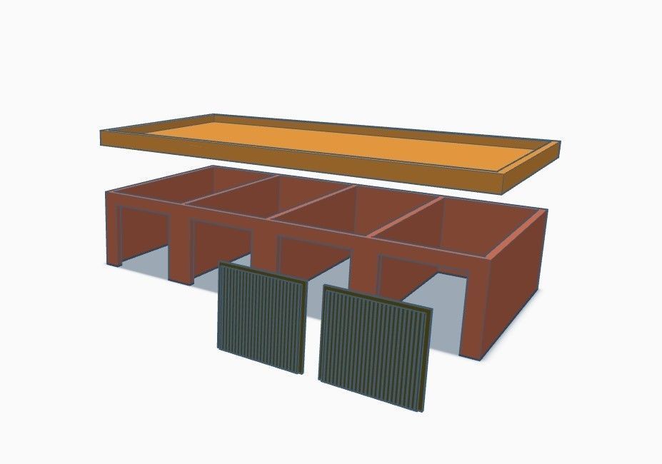 Z Gauge and HO Spur - multiple garage blocks model train 3D print model_1
