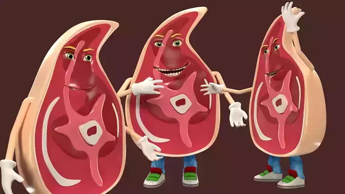 Cartoon food meat girl