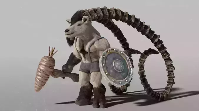 Goat Warrior in high poly 3D model