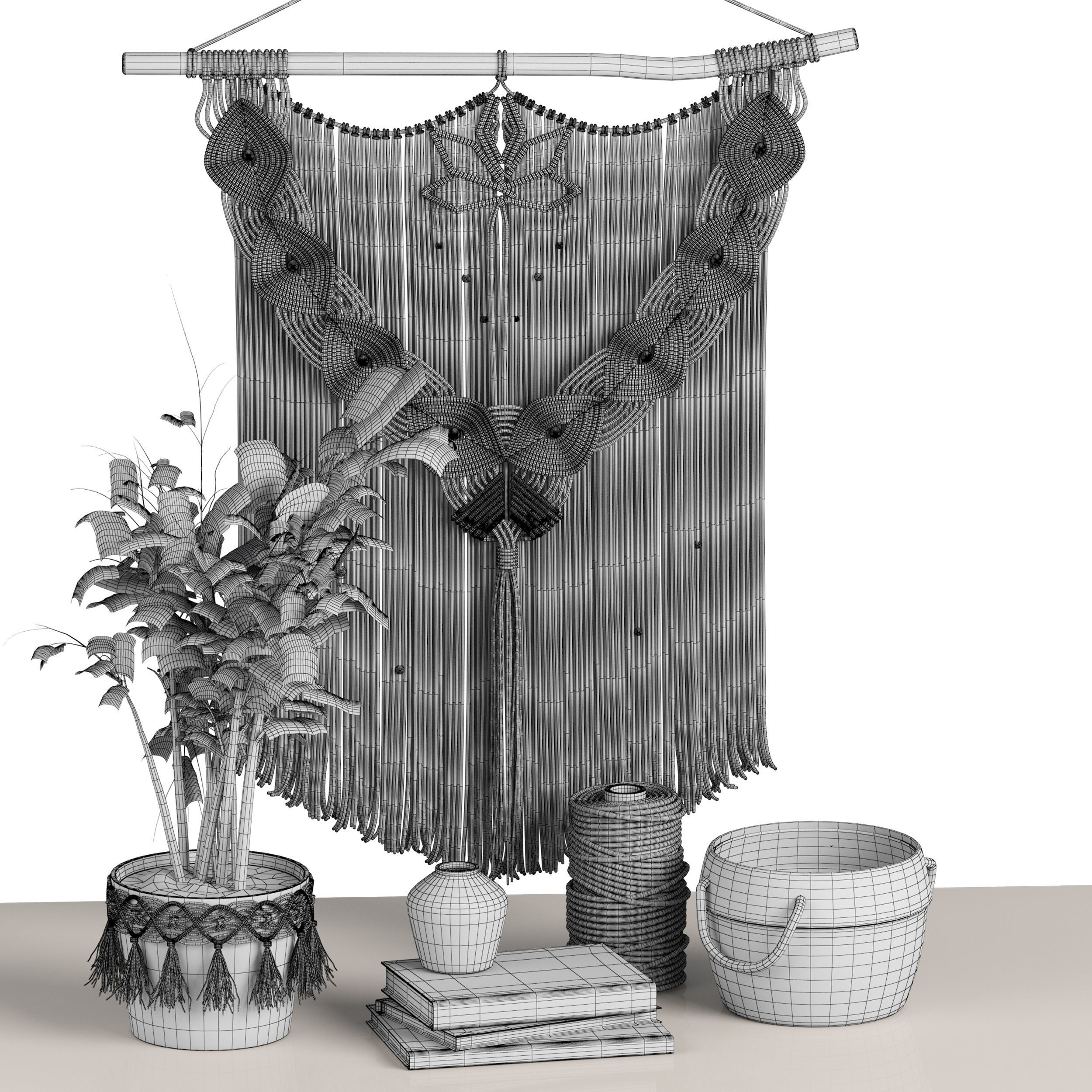 macrame decor set 09 3D model_4