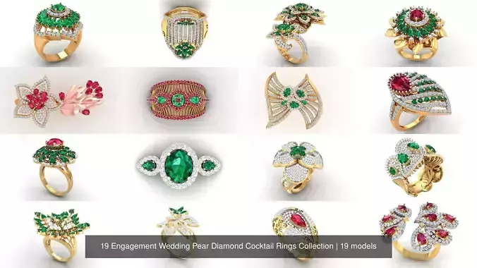 19 Engagement Wedding Pear Diamond Cocktail Rings Collection