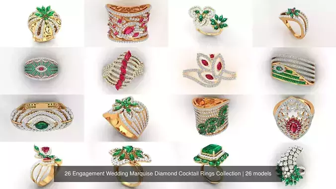 26 Engagement Wedding Marquise Diamond Cocktail Rings Collection