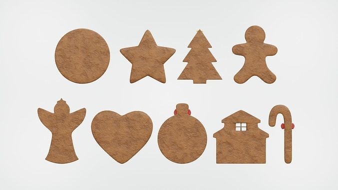 Gingerbread Christmas Cookie Set 2 3D model 5