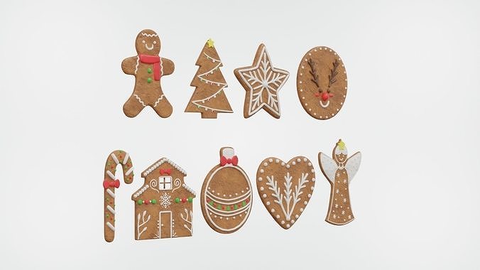 Gingerbread Christmas Cookie Set 2 3D model 3