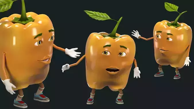 Cartoon food pepper yellow man