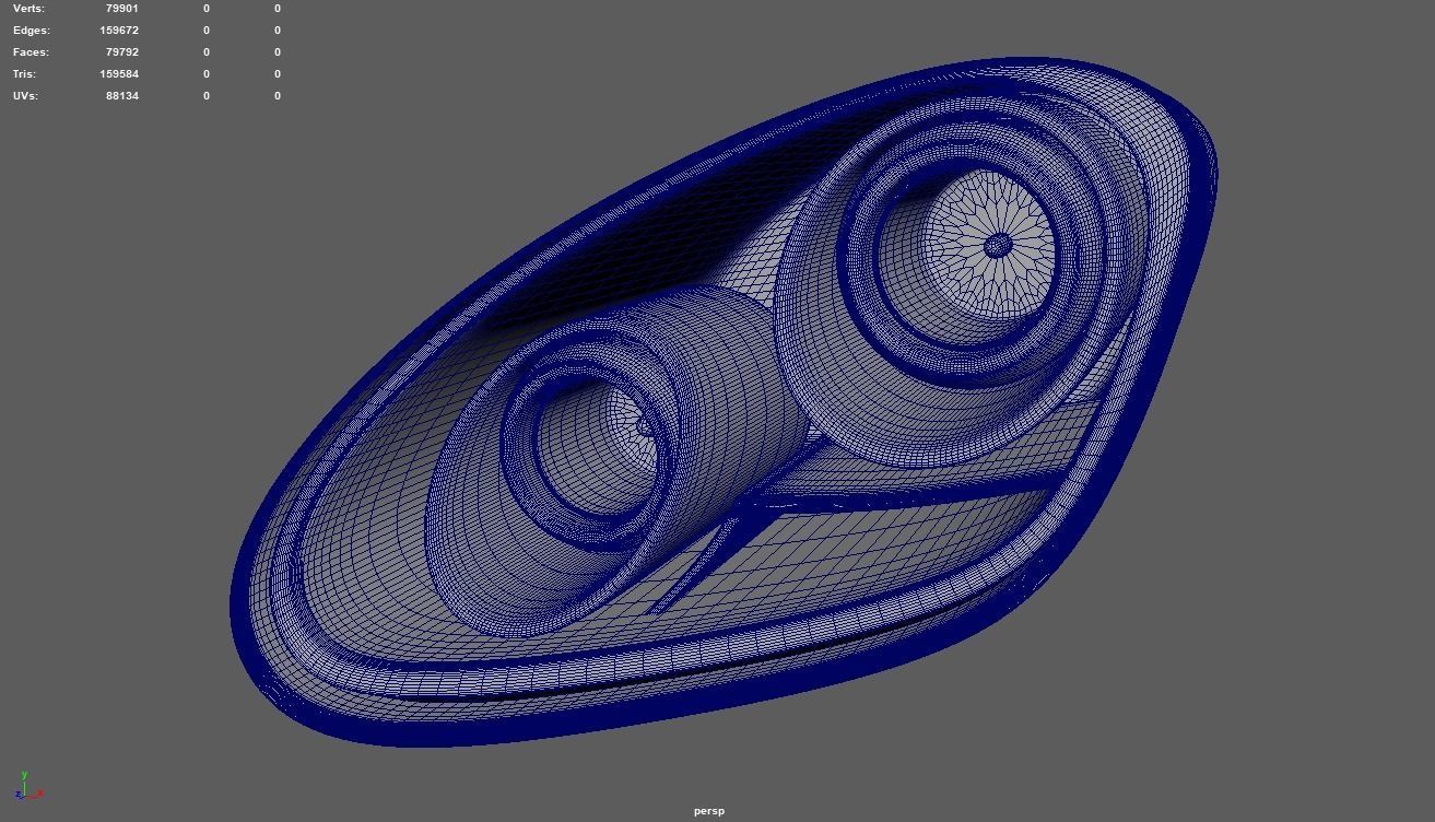 Porsche Headlights Low-poly 3D model_9