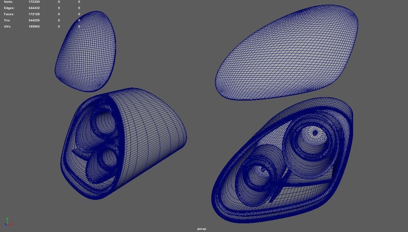 Porsche Headlights Low-poly 3D model_7