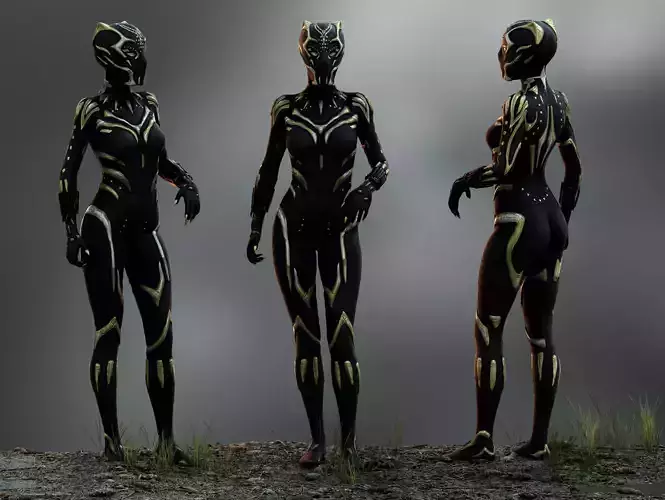 Black Panther Shuri Low-poly 3D model