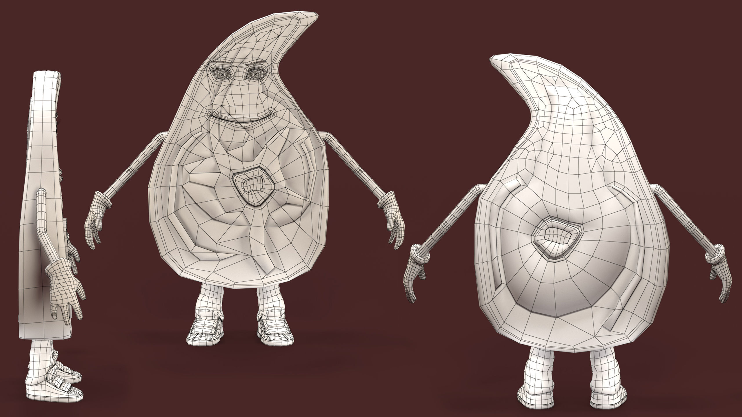 Cartoon food set 3D model_3