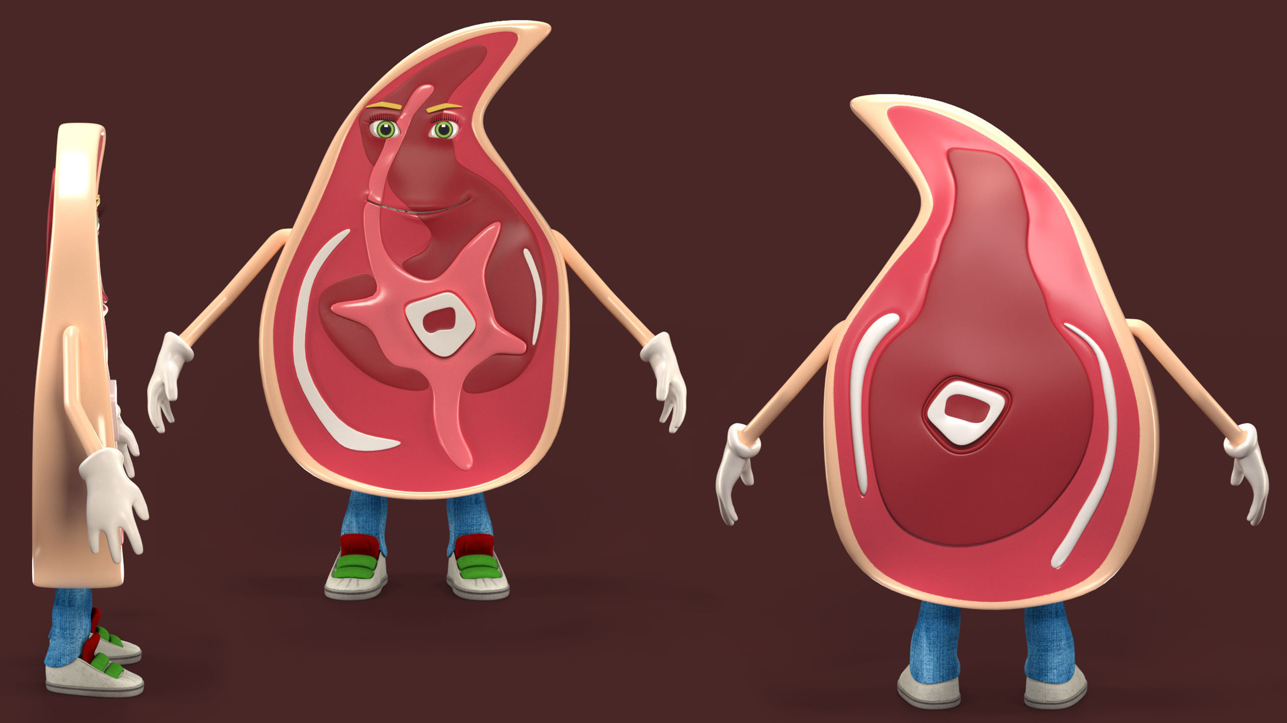 Cartoon food set 3D model_2