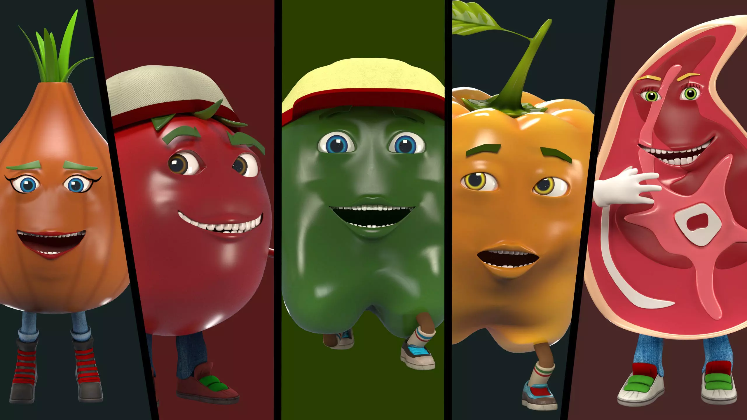 Cartoon food set 3D model_0