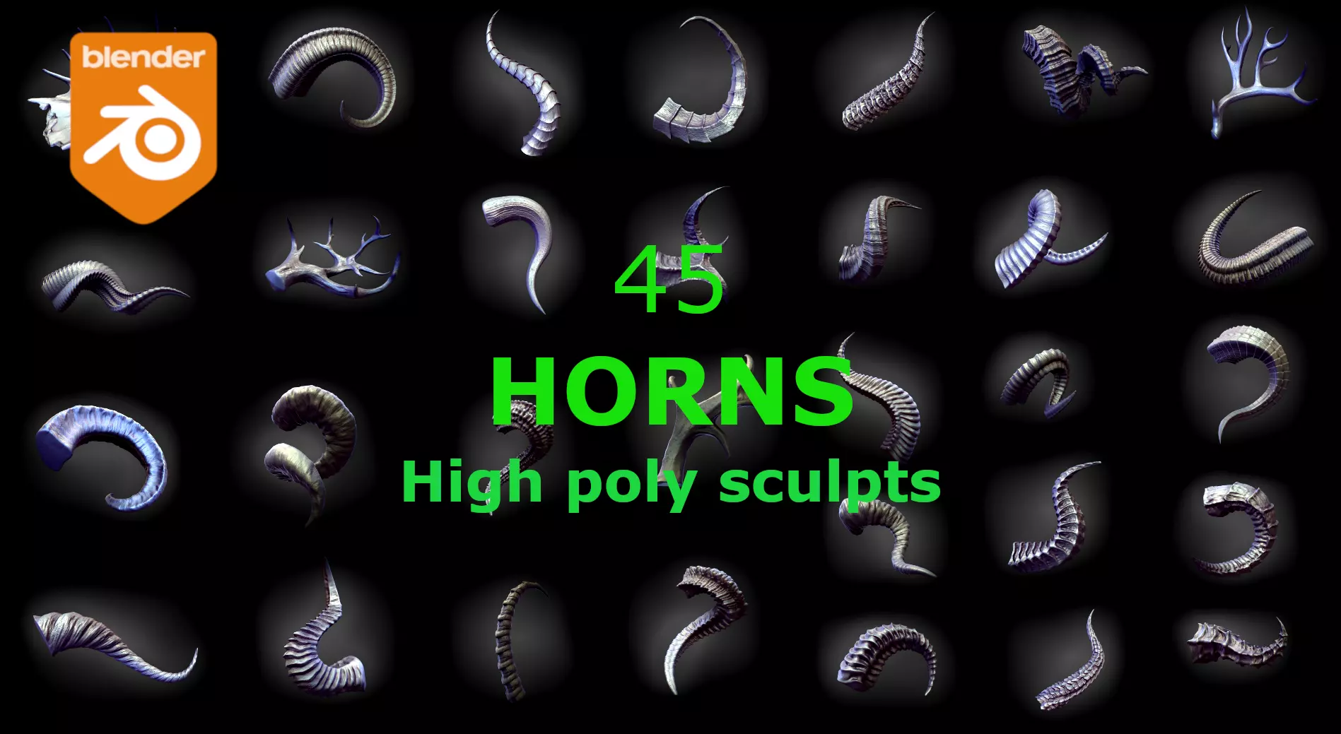 45 HORNS high poly sculpts 3D model_0