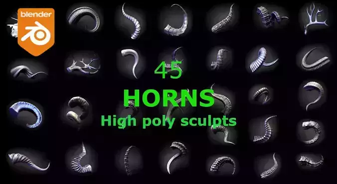 45 HORNS high poly sculpts 3D model